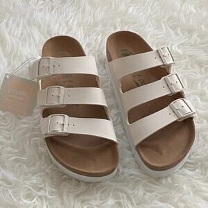 NWT Birkenstock Papillio Florida Vegan Flex Platform in Eggshell, size 42